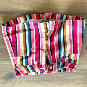 Striped denim shorts